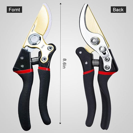 Garden Shears, Handheld Pruning Shears for Heavy Duty, Ergonomic Gardening Tools for Pruning Branches, Plants, Shrubs and Vines, Professional Sharp Garden Scissors (Japanese Garden Pruning Shears)