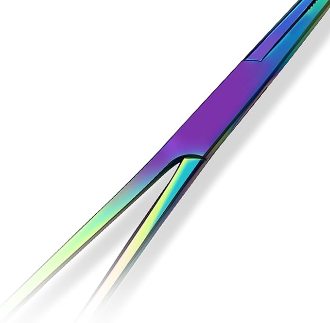 Bandage, Castroviejo, & Iris Scissors, & Kelly, & Mosquito Forceps Rainbow - Stainless Steel, DIY Crafting Scissors and Forceps Multicolors (Kelly Forceps, 5.5 inches Straight)