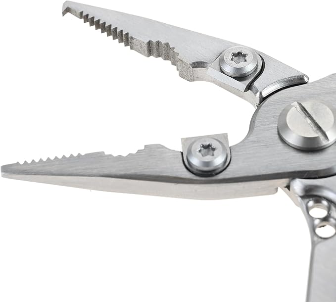 dophee Fishing Pliers Saltwater with Split Ring, Stainless Steel Mini Multifunctional Fish Hook Remover PE Line Cutter Scissors Tool Fishing Gear Accessories