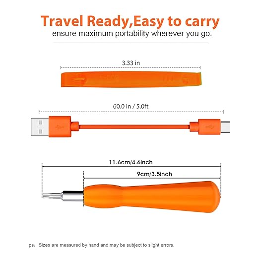 Ring Doorbell Screwdriver Replacement & Charger Charging Cable Cord, Fit Video Doorbell, Video Doorbell 2 3 and Pro & Elite Ring Doorbell Security Screw (Orange)