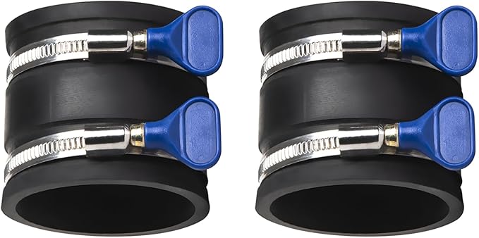 POWERTEC 70337-P2 2-1/2" Dust Control Flex Cuff w/Adjustable Key Hose Clamps, Hose Connector Rubber Cuff Coupler for Woodworking Dust Collection Fittings, Dust Collector Accessories & Machinery, 2 PK