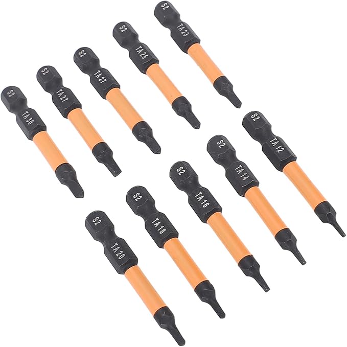 Triangle Screwdriver Set,10 Pcs50mm Length 1/4 Inch Hex Shank S2 Alloy Steel Magnetic Triangular Drill Bit