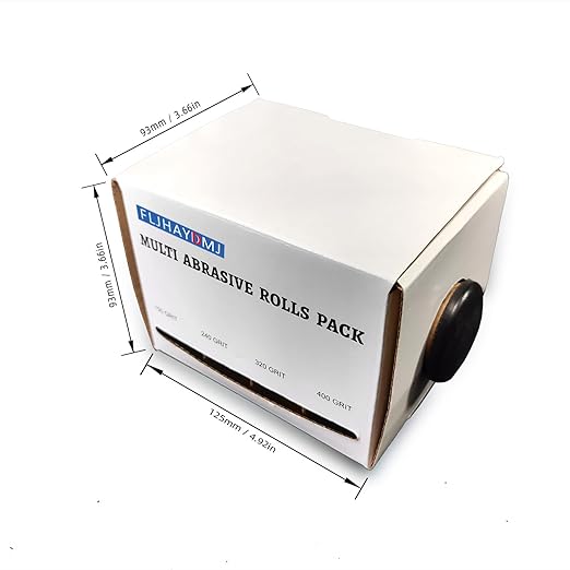 Sandpaper Roll竊똄mery Cloth Roll,150 240 320 400 Grits竊똄ach Roll 1 Inch Wide and 19.7 Feet Long in Box, Suitable for Household Rust Removal, Woodworking and Metal Polishing