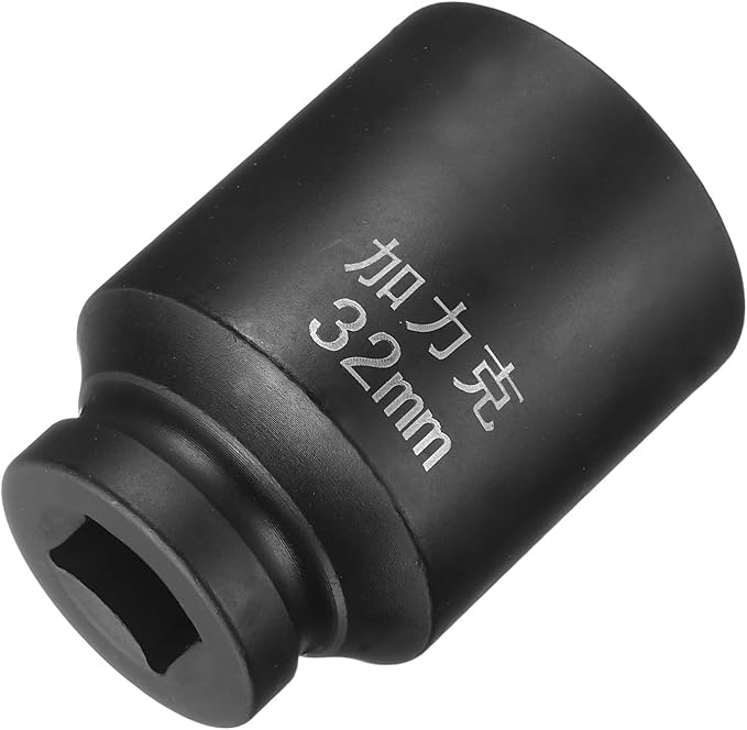 HARFINGTON 4 Point Square Socket 3/4" Drive by 32mm Metric Square Impact Socket 40CR Blackening Standard Wheel Sockets Pneumatic Socket Tool for Auto Repair Mechanical Maintenance Home Use