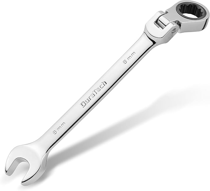 DURATECH 8mm Flex-Head Ratcheting Combination Wrench, Metric, 72-Tooth, CR-V Steel