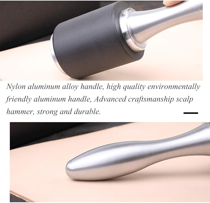 Leather Hammer Leather Mallet Craft Leather Carving Hammer Leather Maul for Stamping Tool Black Nylon Head Leather Mallet for Leather Work with Comfortable Handle for Handmade Project