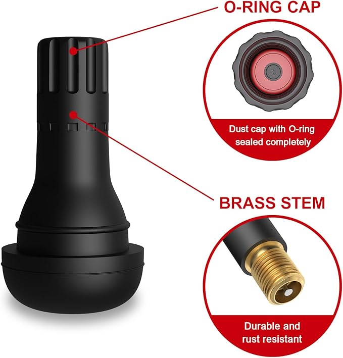SUNSOUL TR412 5pcs Brass Stem EPDM Rubber Snap-in Short Tire Valve Stem for 0.453 Inch 11.5mm Rim Holes
