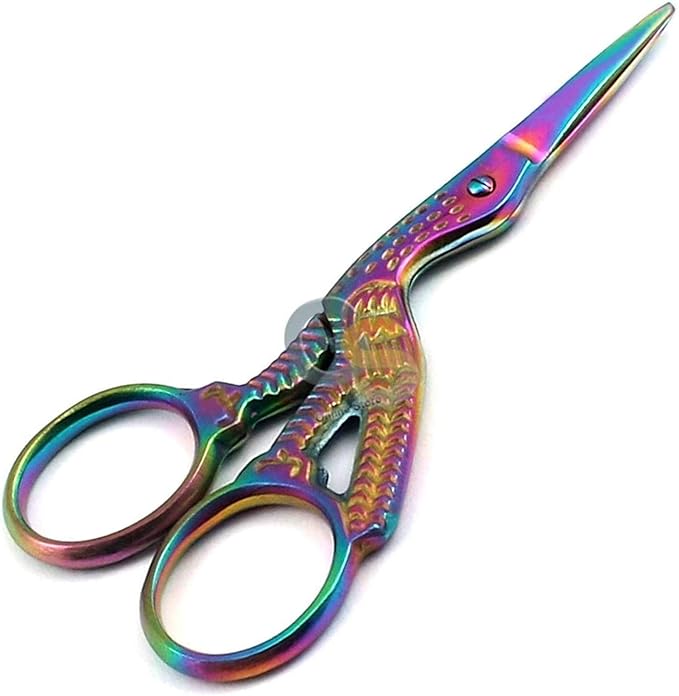 G.S Stainless Steel Sharp Tip Classic Stork Scissors Crane Design Sewing Scissors DIY Tools Dressmaker Shears Scissors for Embroidery, Craft, Needle Work, Art Work & Everyday Use (3.6", Colorful)