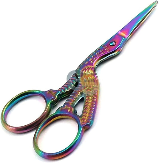 G.S Stainless Steel Sharp Tip Classic Stork Scissors Crane Design Sewing Scissors DIY Tools Dressmaker Shears Scissors for Embroidery, Craft, Needle Work, Art Work & Everyday Use (3.6", Colorful)