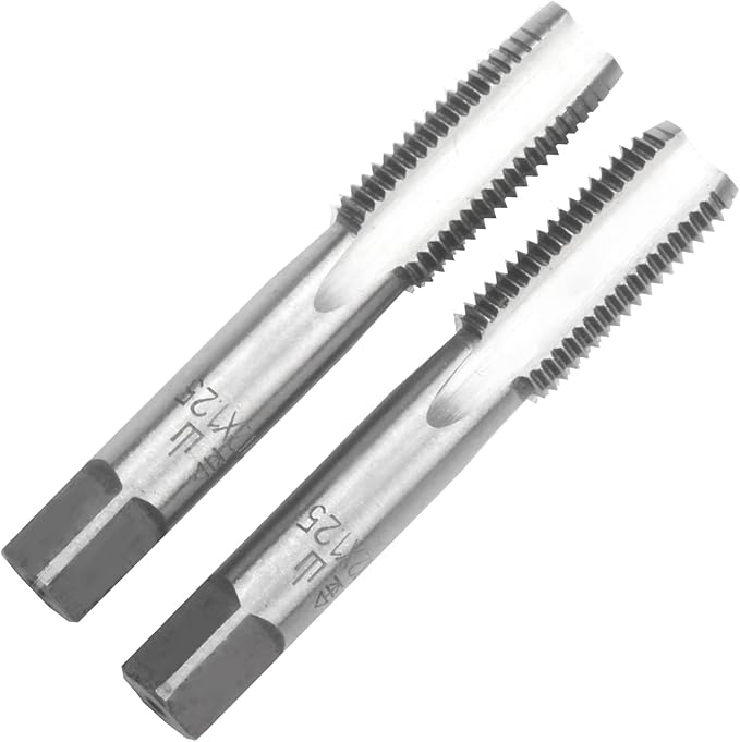 Aceteel M12 X 1.25 Metric Hand Tap, Right Hand M12 X 1.25mm Threading Hand Tap 1Pair