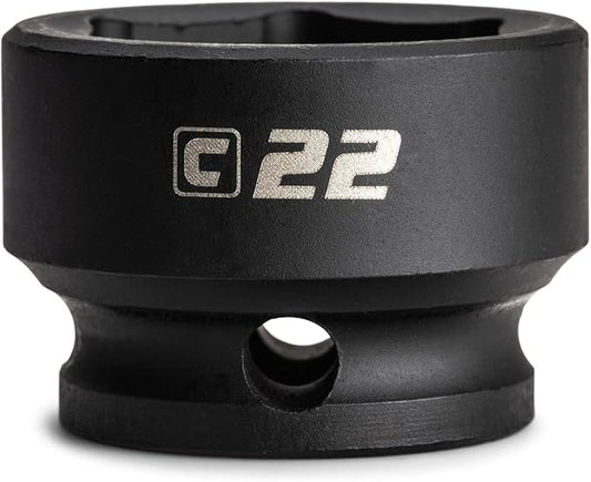 Capri Tools 22 mm Stubby Impact Socket, 3/8 in. Drive, 6 Point, Metric