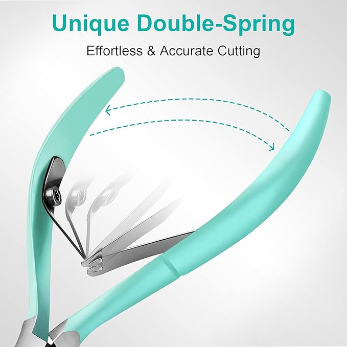 Easkep Cuticle Trimmer with Cuticle Pusher, Professional Cuticle Remover Sturdy Pedicure and Manicure Tool for Healthy Nails (D501-Green)