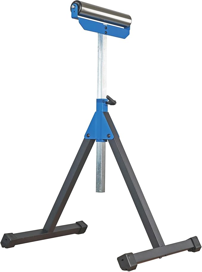 Heavy-Duty Roller Stand with 2 Inch Roller 300 Lbs 136 kg Capacity, Adjustable Miter Saw Extension, Folds Flat for Easy Storage, Galvanized 2 Inch 50mm Stainless Steel Roller KF3011