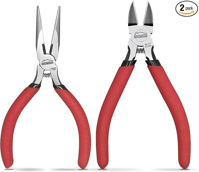 Mini Jewelry Pliers Set ??5??Needle-Nose & 14 AWG Flush Wire Cutters for Crafts, Zip-Tie Sprue Nippers 2pc Kit
