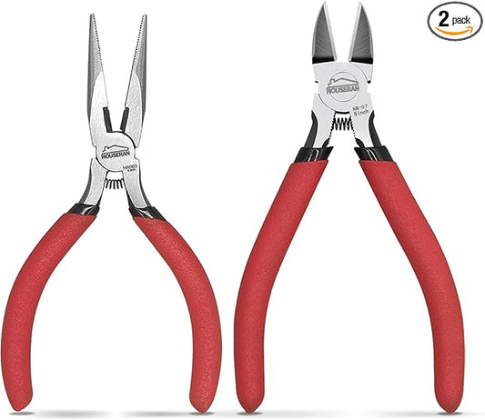 Mini Jewelry Pliers Set ??5??Needle-Nose & 14 AWG Flush Wire Cutters for Crafts, Zip-Tie Sprue Nippers 2pc Kit