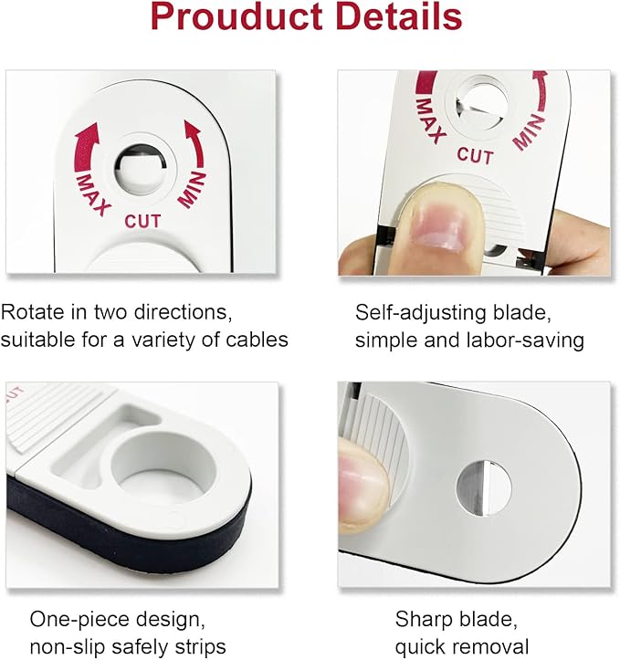 GROWORD Universal Network Wire Stripping Tool for Cat5e, Cat 6, Cat 6a, Cat7, Cat 8 - Professional Coaxial Cable Stripper, And Cutters - Utp, Stp, Sftp Pocket Cable Stripper Tool（White）