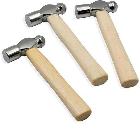 Mini Wooden Handle Round Head Hand Hammer,3 PCS Reinforced Ball Hammer,Mini Reinforced Ball Hammer,Round Head Wooden Handle,Escape Tool Hand Hammer for Prying Nails,Woodworking,Repairing