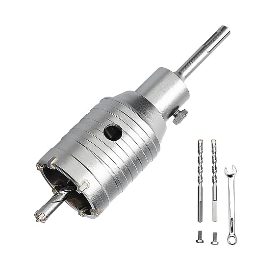 2 inch / 50mm Concrete Hole Saw with SDS Plus Shank Connecting Rod,Concrete Drill Bit, 6.3mm Tungsten Carbide Tip Cement Hole Saw for Cement Brick Wall (50mm (2 inch))