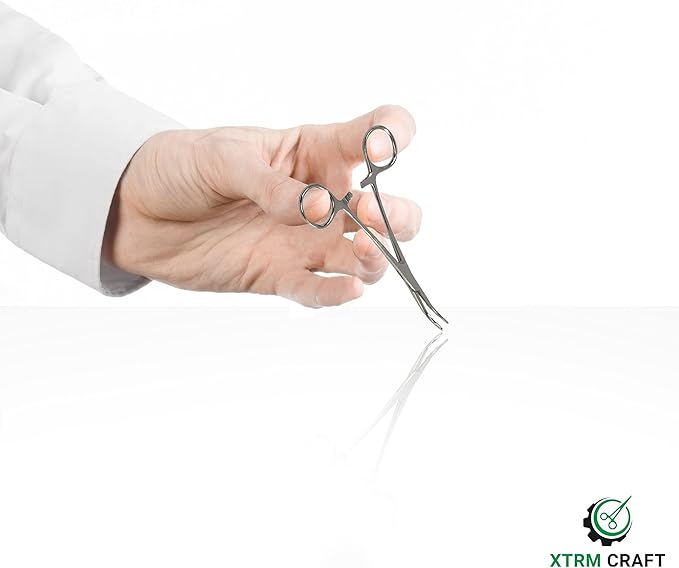 Pean Hemostat Straight and Curved Multipurpose Locking Tweezer Clamps Serrated, Stainless Steel - Hemostats for Nurses, Fishing Forceps, Crafts and Hobby