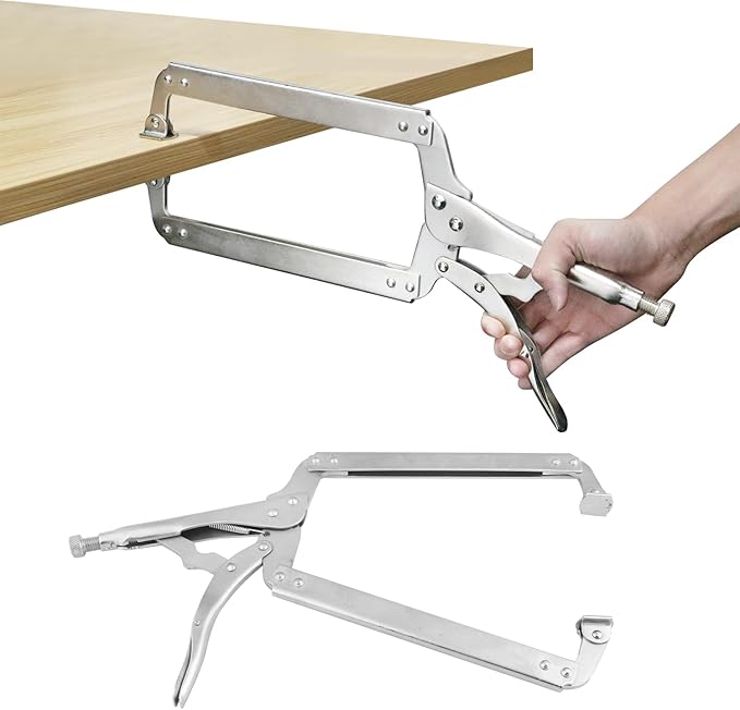 2 Pack 18 Inch C Clamp Locking Pliers,Locking C Clamp, Adjustable Nickel Plated C Pliers For Wood Working, Welding, Electrician Maintenance and more, by GENHAKON