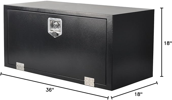 36 Inch Steel Tool Box with T-Handle Latch, Underbody Storage Truck Bed Organizer Toolbox for Trailer Pickup RV, Job Tool Chest, 36 X 18 X 18 Inch, Black