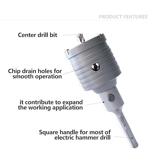 GSTK 10pcs Concrete Hole Saw Set （30mm 40mm 50mm 65mm） with SDS Plus Shank Connecting Rod and 5pcs Dust Catchers, Concrete Hole Saw Kit for Concrete|Cement|Brick Stone|Wall.