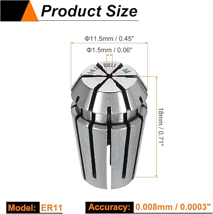 HARFINGTON Spring Collet Chuck ER11 1.5mm 65Mn Spring Steel Precision Router Collets for CNC Engraving Milling Lathe Tool
