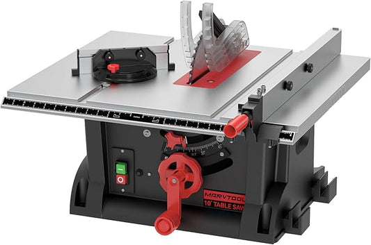 4600RPM Portable Table Saw 10 inch, 15Amp Tablesaw, 90°Cross Cut & 0-45°Cutting, Multifunctional Benchtop with 36T Blade for DIY, Furniture Making, Woodworking