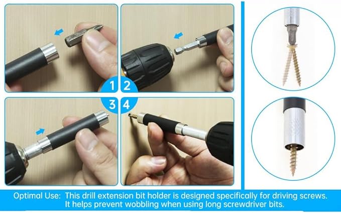 ChgImposs 3pcs/set Scalable Magnetic Screw Drive Guide Drill Bit Tip Holder, 3.15"/4.72"/5.51"(80/120/140mm) Screwdriver Bit Holder Extension Bar Adapter, Drill Bit Guide Rod Adapter