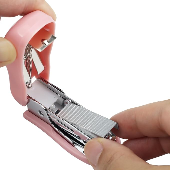 Aacehlh Mini Desktop Stapler Set,20 Sheet Capacity,Includes Built-in Staple Remover and 750PCS No.12 Staples,Small Cute Stapler for Office and School Supplies (Pink)