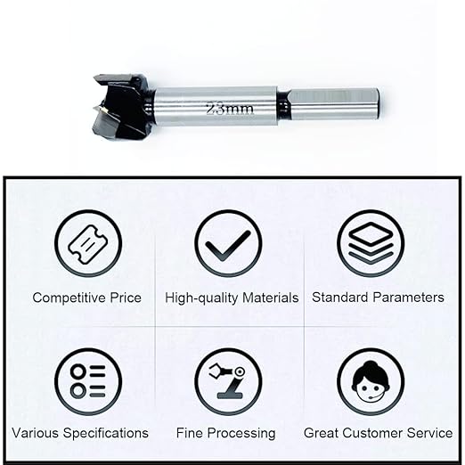 Forstner Drill Bits 23mm (29/32 inch) Tungsten Carbide Wood Hole Saw Auger Opener Woodworking Drilling Tool Wood Cutter