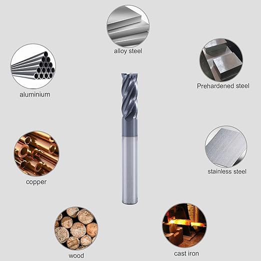 ISB 5/16?쇺?Carbide Square End Mill Set, 4 Flute Micro Grain Carbide Mill Bits for Alloy Steels/Hardened Steels, Suitable for DIYers and Professionals, 5 Pcs