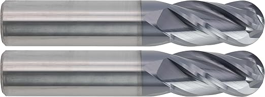 CME 2 pcs Micrograin Carbide End Mills, Ball Nose, TiAlN Coated, 5/8" Mill Diameter, 1 1/4" Length of Cut, 3 1/2" Overall Length, 4 Flute, Center Cutting