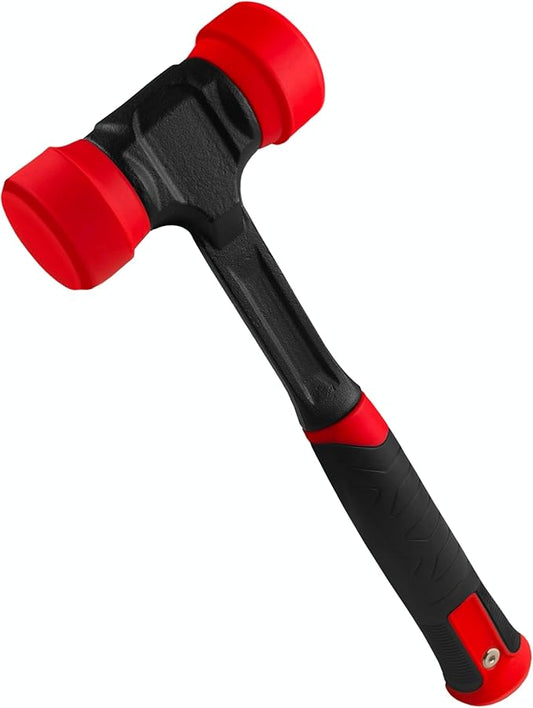 YIYITOOLS 40mm 2-Sided Soft Face Hammer,High Carbon Steel Forging,Double Face Installation Mallet with Non-Marring Solid PU Head,Shock-Absorbing Antislip Rubber Handle,for Sheet Metal,Flooring Install