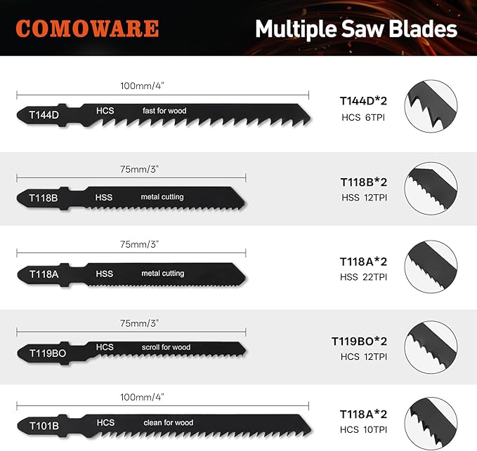 COMOWARE 17Pcs Handsaw & File Set with Blade Quick Change Mechanism, 10 Saw Blades & 6 Precision Files for Woodworking, DIY, Model Crafting, PVC/Metal Cutting Tools