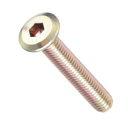 METALLIXITY Flat Head Hex Socket Cap Screws Bolts(M6-1x35) 20Pcs, Steel Hex Socket Furniture Bolts Screws - for Furniture Woodworking Project, Yellow
