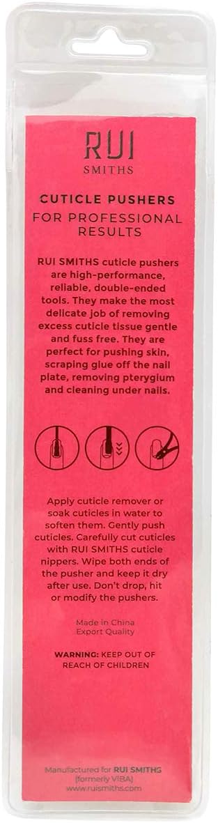 Rui Smiths Pro Cuticle Pusher with 2 Ends - Stainless Steel Manicure Tool - Style 111