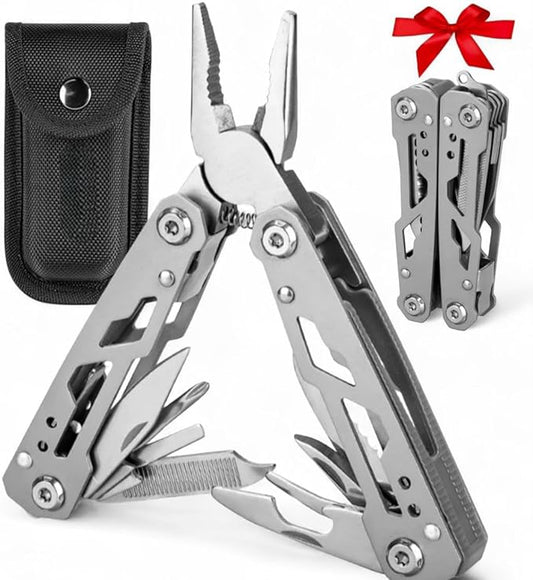 Multitool, 18-in-1 Stainless Steel Multi Tool Pliers with Self-Locking, Pocket Knife, Nylon Sheath, Professional (EDC) Multi-Tool for Survival, Camping, Hiking, and Hunting, Gifts for Men
