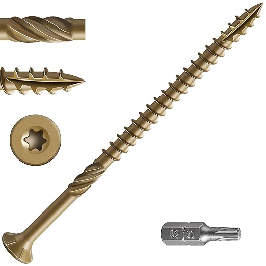 #10 * 3-1/2" Deck Screws, (883pcs) 15 lbs.Exterior Wood Screws, Rust Resistant epoxy Coated, Bronze, T25 Star Bit