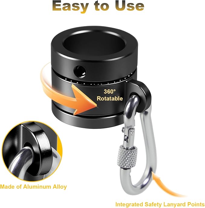 Sleever Bar Lock Collar 7/8, Sleever Bar Lock Collar with Tethering Attachment Point for Tool Lanyard, Compatible 7/8 Bar (Black)