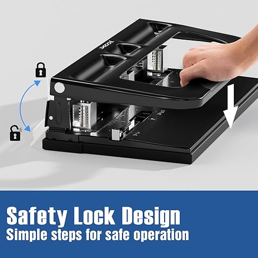 XOOL 3 Hole Punch, Heavy Duty Metal Hole Puncher for 2 or 3 Holes, 9/32" 7mm Hole Diameter, 40-Sheet Capacity, Adjustable Hole Spacing, Non-Slip Base for Office & School