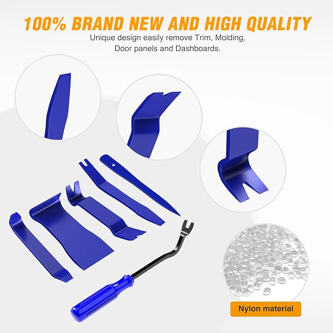 GOOACC 6PCS Auto Trim Removal Tool Kit No-Scratch Tool Kit for Car Audio Dash Window Molding Fastener Remover Tool Kit-Blue