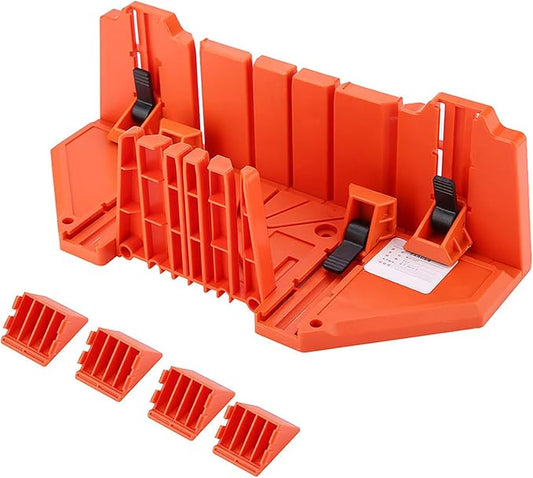 Woodworking Miter Saw Box, Precision Hand Clamping Mitre Cutter Case Set 22.5째 45째 90째 0째 Angles Cut Slot Types Storage Manual Double Sided Teeth Woodworker Craftsman Carver Carpenter Accurate Cutting