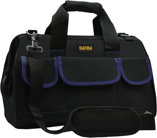 FASTECH 20 Inch Tool Bag, Waterproof Wide Mouth Tool Kit, Heavy Duty Tool Bag Organizer With Shoulder Straps, Tool Storage Package For Men/Women (20IN DarkBlue)