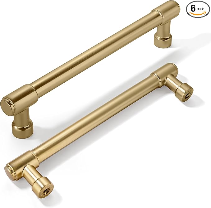 khtumeware 6 Pack 6 Inch(152mm) Champagne Bronze Kitchen Cabinet Handles Warm Brass Cabinet Pulls Gold Kitchen Cabinet Hardware for Cupboard Drawer Pulls Dresser Handle