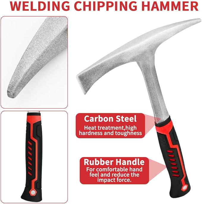4Pcs Welding Slag Removal Tool Set, Welding/Chiseling Hammer, with Forged Steel Construction and Shock-Absorbing Handle, Welding Slag Removal Tools for Cleaning and Slag Removal