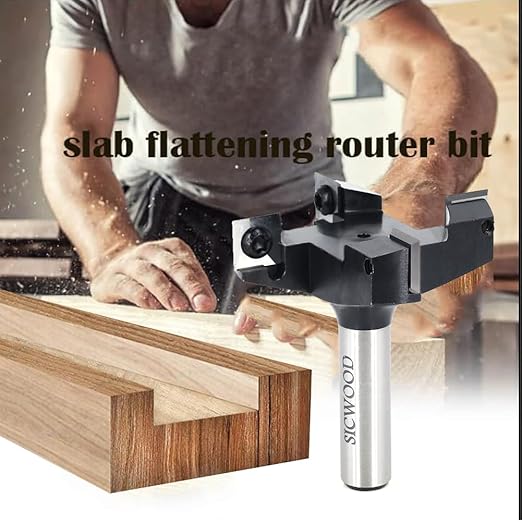 CNC Spoilboard Surfacing Router Bit 1/2 Shank, Exra Large 2-1/2" Cutting Dia 4-Wing, Insert Slab Flattening Router Bit, Wood Planer Planing Bit for Flycutter/ Slab Leveler/ Rabbeting by SICWOOD