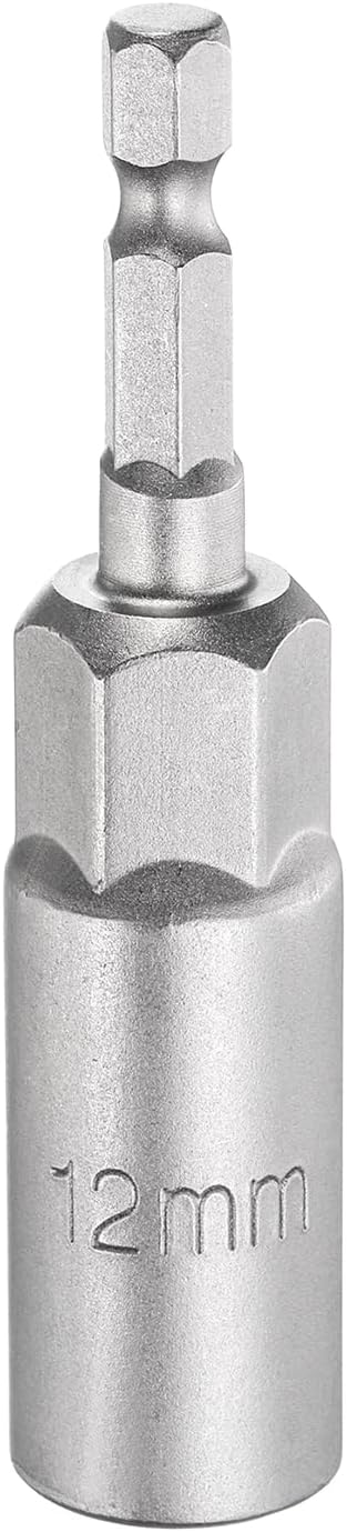 HARFINGTON Nut Driver Drill Bit 12mm Metric Socket 1/4" Hex Shank 3.15" (80mm) Long 6-Point Sockets Quick Change CR-V Steel Bolt Setters for Power Drill Drivers