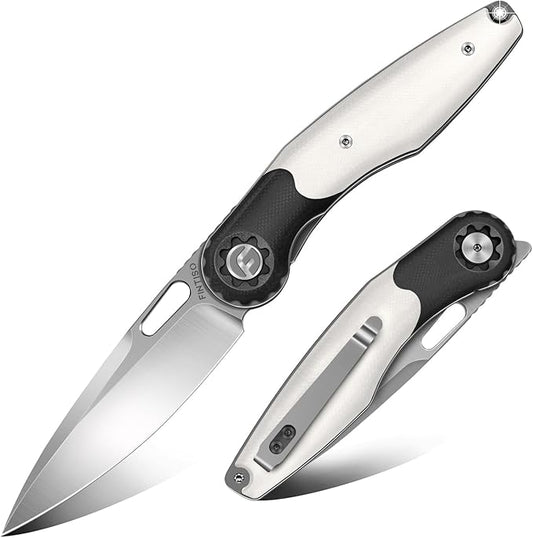 FINTISO Pocket Knife 3.5" Folding Knife Premium 14C28N Blade, Bicolour G10 Handle Design with Pocket Clip for Men Women, Small EDC Knife for Camping, Hunting, Hiking, Survival and Outdoor Activities, ROOK Series