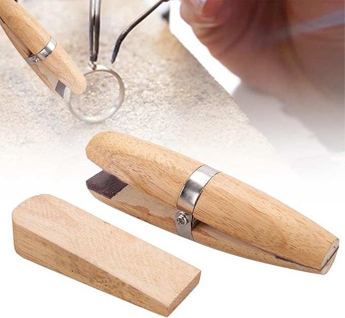 Wooden Ring Clamp, Portable Jaws Hand Tool for Jewelry Making Stone Setting Small Objects Grinding,Polishing,Engraving Repair